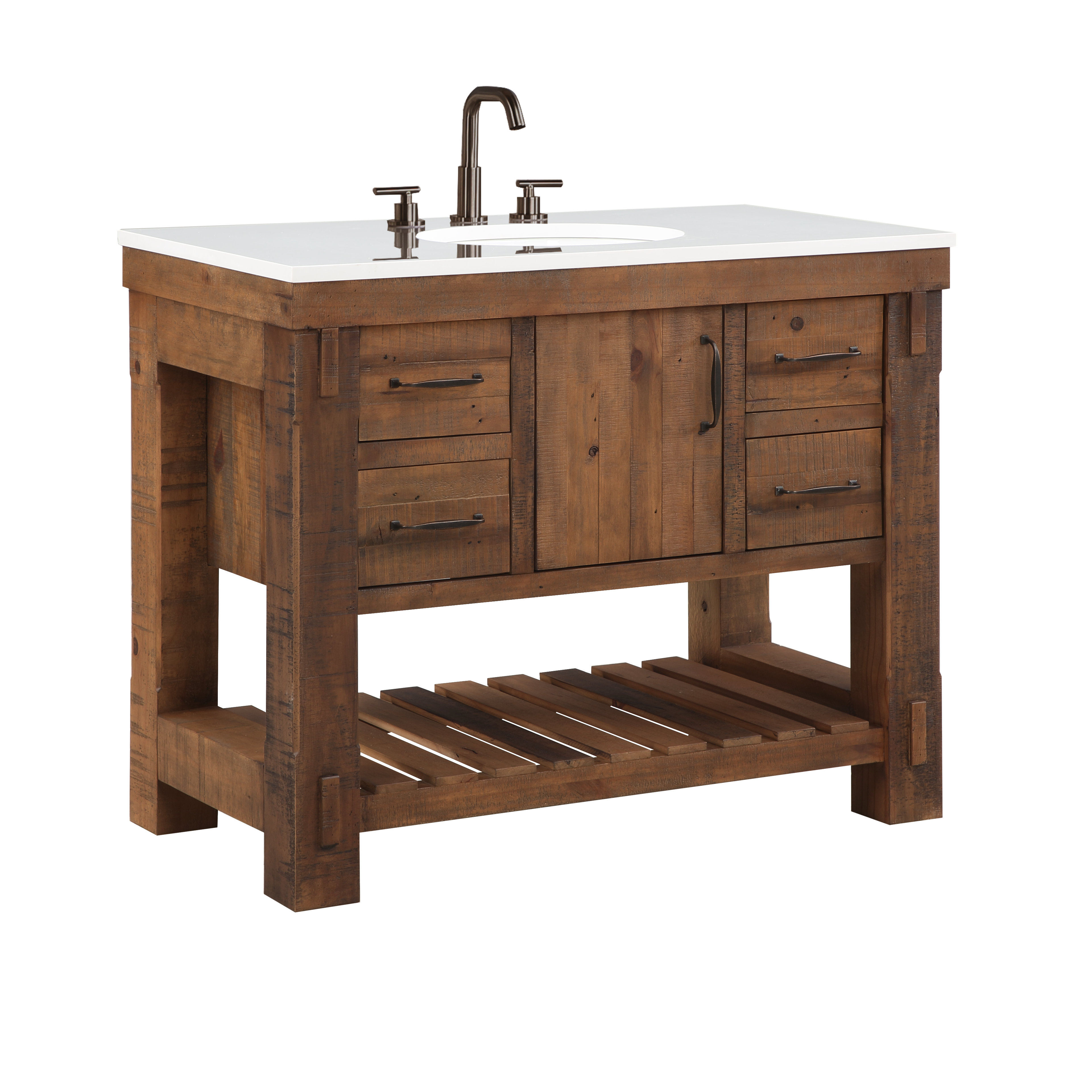 Highbury Furnishings Bromley 42" Single Bathroom Vanity with Quartz Top